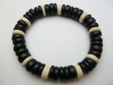 Black & White 10mm Coconut Beads Stretchable Bracelet